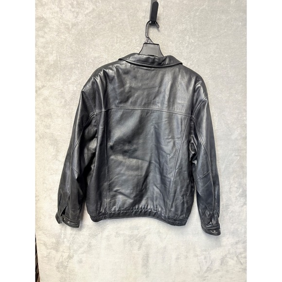 Croft & Barrow Mens Genuine Leather Jacket XLT Black Zip Front Collared Bomber - Picture 8 of 14